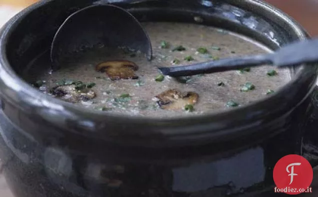 Zuppa cremosa di funghi con dragoncello