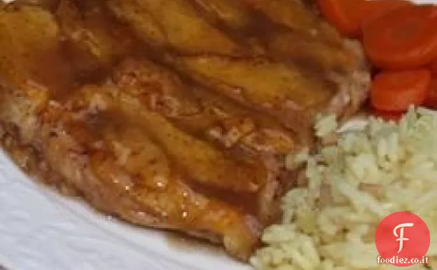 Pollo al forno con pesche