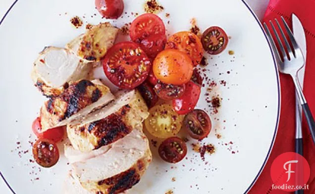 Pollo alla griglia con pasta di pepe rosso speziato