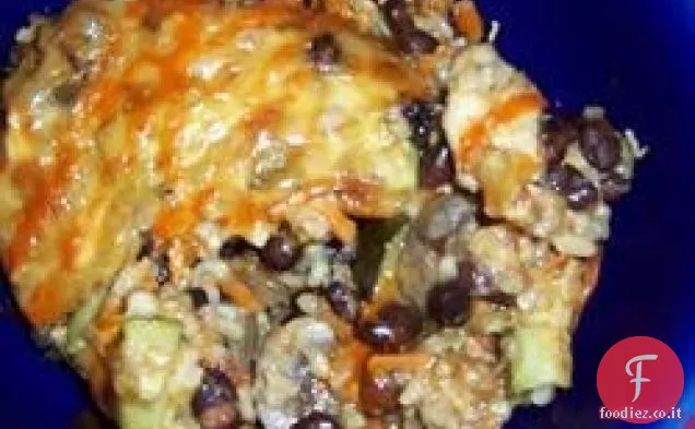 Casseruola di riso integrale e fagioli neri