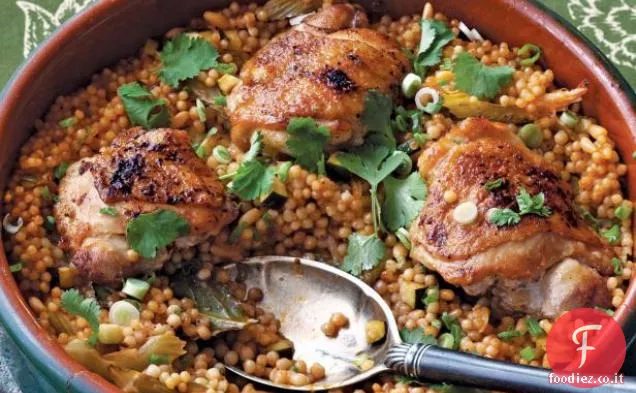 Pollo all'aglio con Couscous israeliano