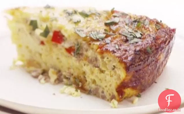 Groviera al forno e frittata di salsiccia