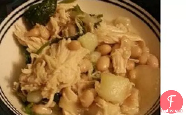 Zuppa di pollo, spinaci e patate