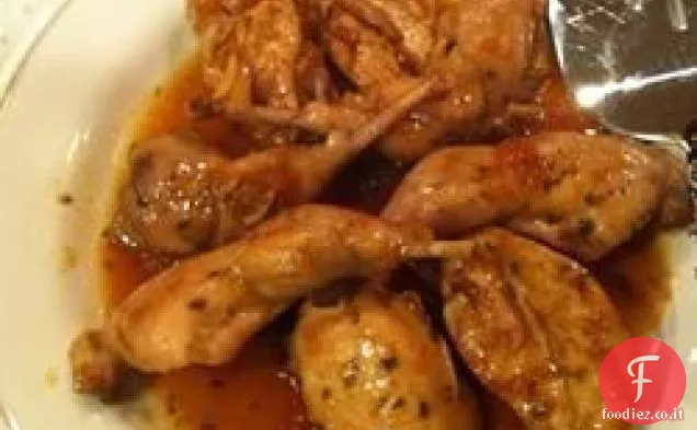 Galli Cedroni saltati con salsa balsamica alla pesca