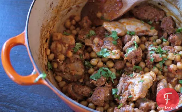 Pollo arrosto e Chorizo con ceci