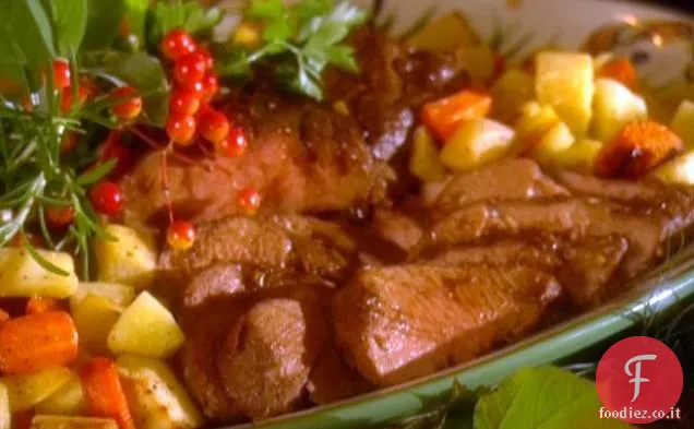 Filetto di maiale con ortaggi a radice