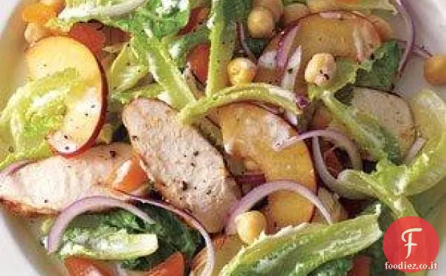 Insalata di pollo speziata con prugne e ceci