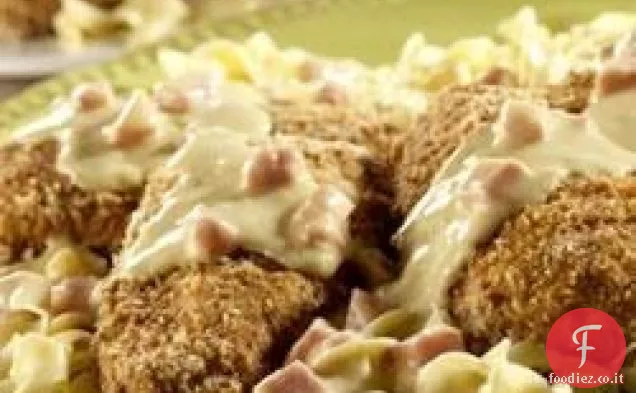 Pollo croccante con salsa di prosciutto