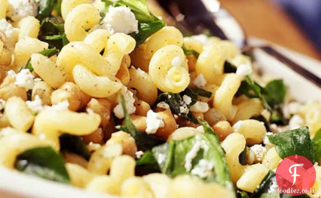 Cavatappi con Spinaci, Ceci e Feta