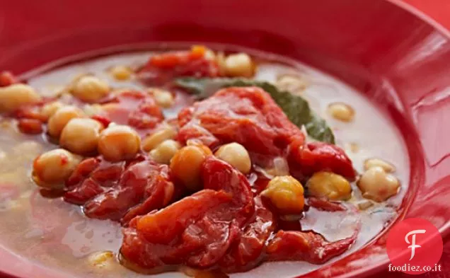 Ceci al limone e stufato di pomodoro al forno