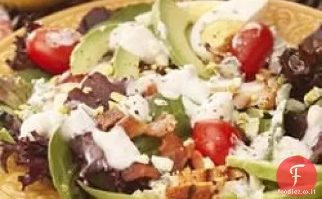 Pollo alla griglia, pomodoro e insalata di verdure per bambini con formaggio blu