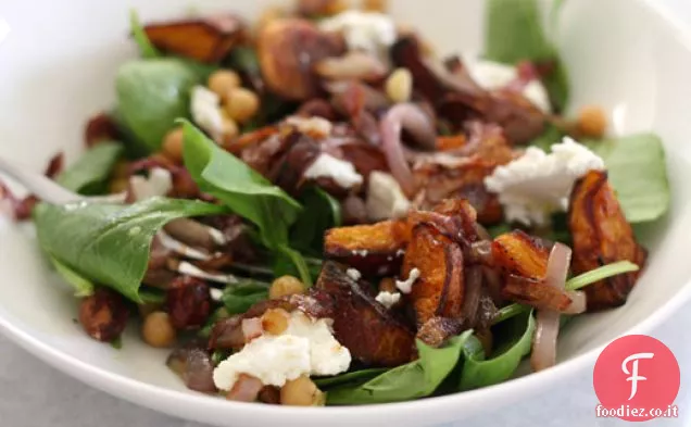 Insalata di zucca e ceci con arancia, zenzero e pepe nero