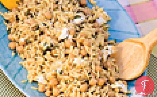 Orzo con Ceci, Formaggio di Capra e Origano