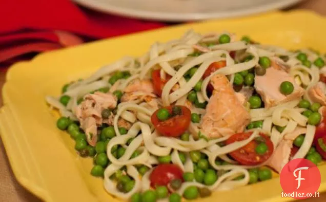 Linguine di salmone e verdure