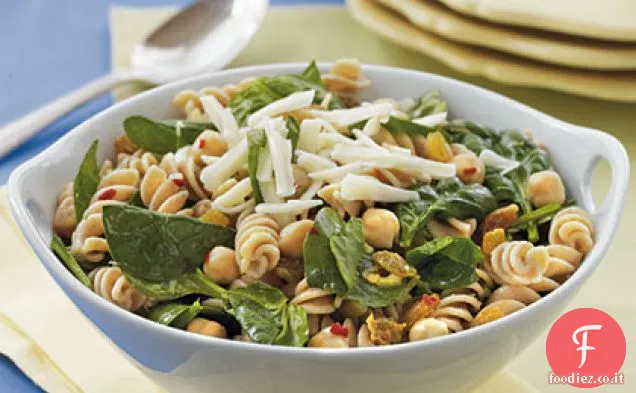 Fusilli al limone con ceci, Uvetta e Spinaci