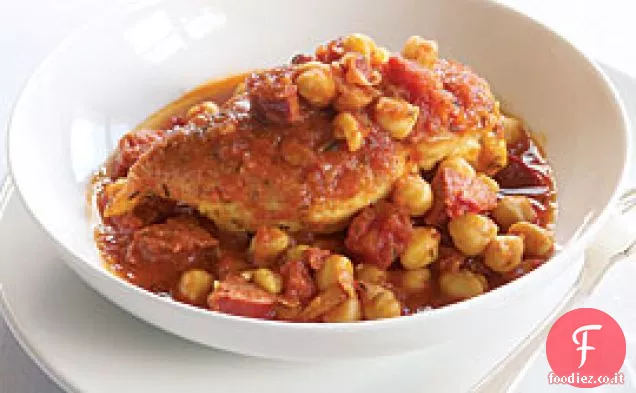 Pollo spagnolo con ceci e Chorizo