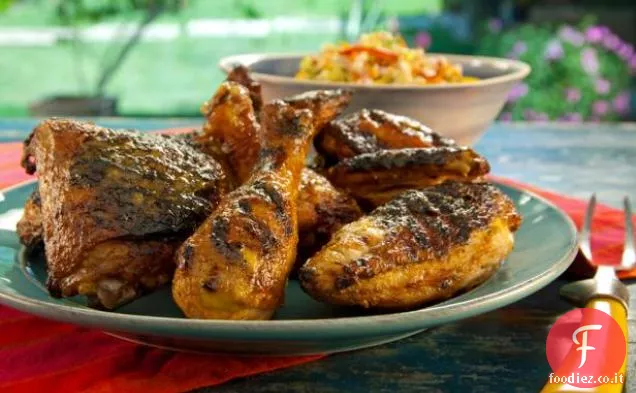 Pollo al latticello rosso del Cile alla griglia con glassa piccante al miele di mango