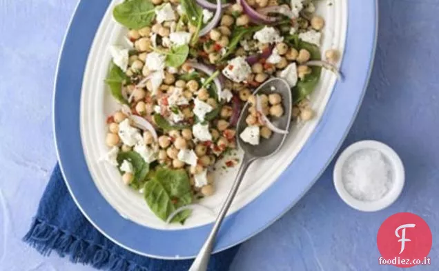 Insalata calda di ceci, Feta e spinaci