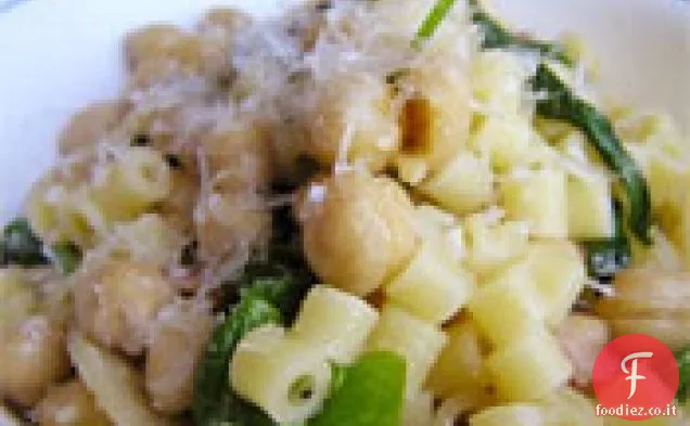 Cena stasera: Pasta con Spinaci, ceci e pancetta