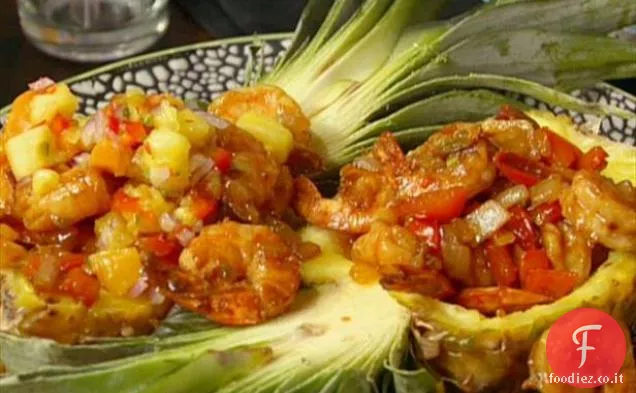 Gamberi di barca ananas con salsa di frutta