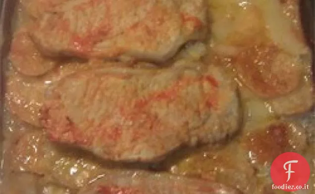 Patate smerlate e braciole di maiale