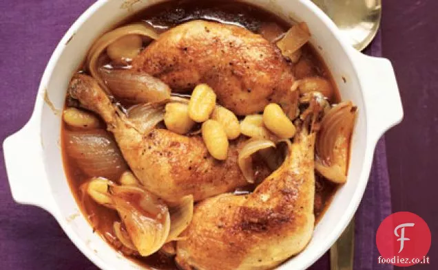 Pollo brasato affumicato e gnocchi