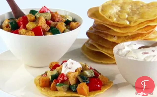 Tostadas di verdure arrosto con crema di Chipotle