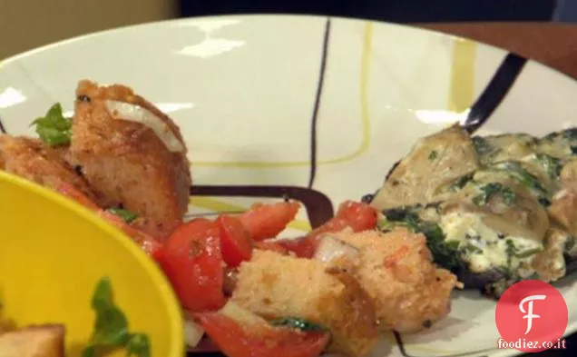 Spinaci e Carciofi Farciti con Insalata di Pomodoro e Pane