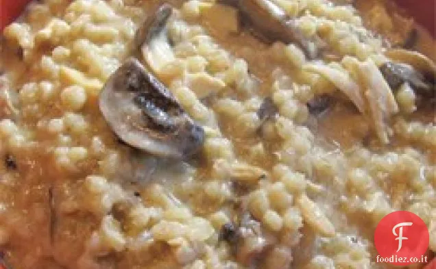 Risotto all'orzo di pollo ai funghi