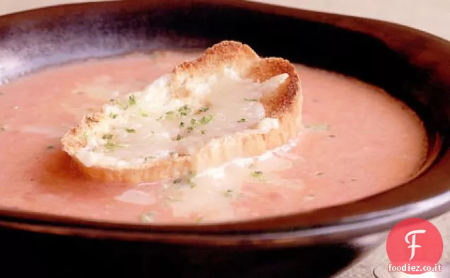 Zuppa di Pomodoro fresco gratinato