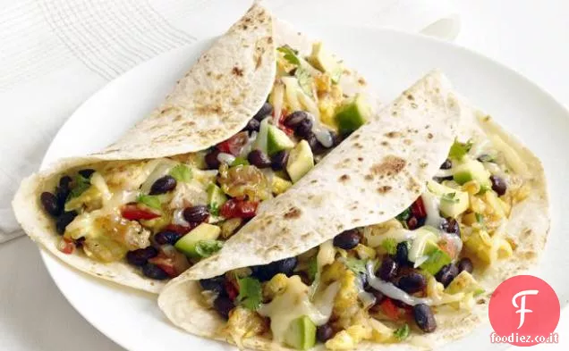 Tacos marroni all'uovo e Hash