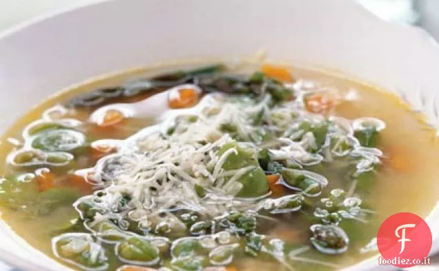 Zuppa di Fave, asparagi e Pasta