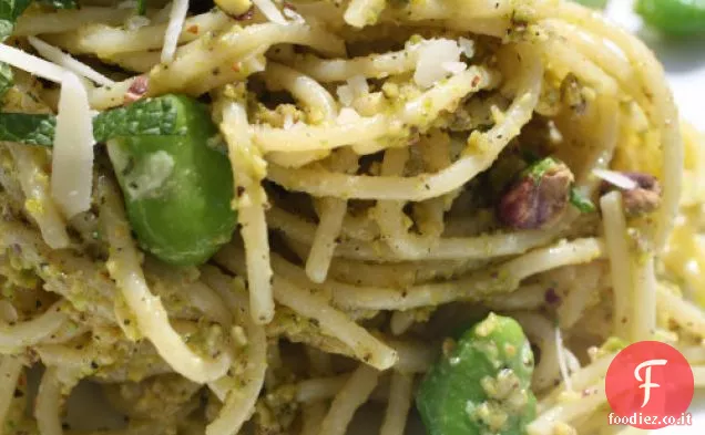 Francese in un lampo: Spaghetti al Pistacchio Pistou, Fave