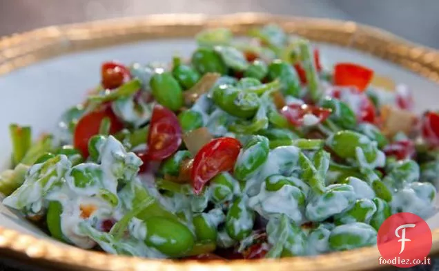 Edamame e Insalata di cipolle caramellate