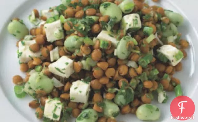 Insalata di lenticchie, fave e Feta