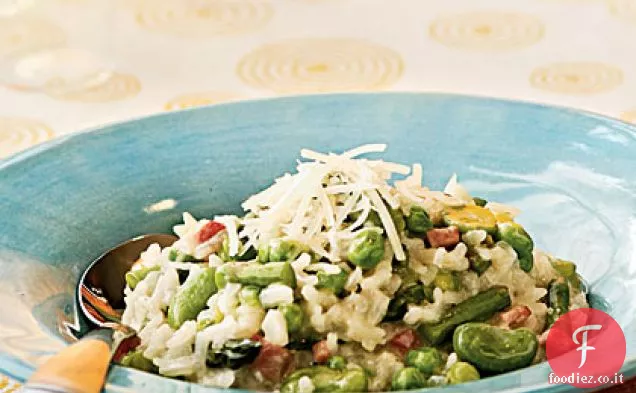Risotto con Verdure Primaverili e Prosciutto Affumicato