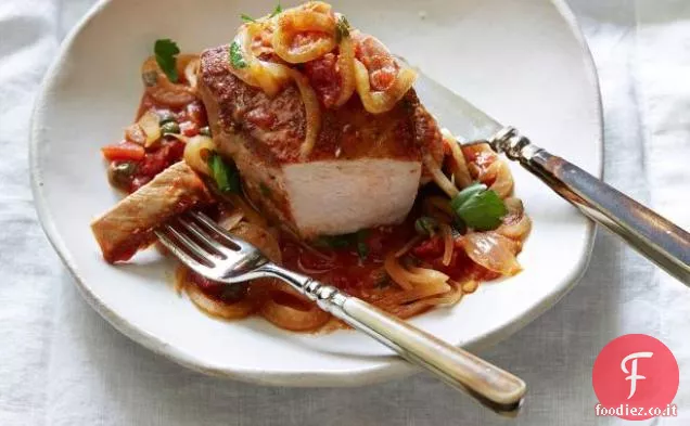 Braciole di maiale con Finocchio e Salsa di Capperi