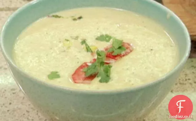 Aragosta e zuppa di Chile verde con mais arrosto-Green Chile Relish
