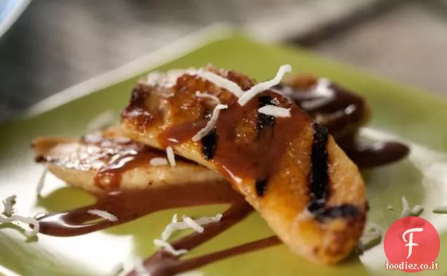 Banane alla griglia con salsa al cioccolato messicano