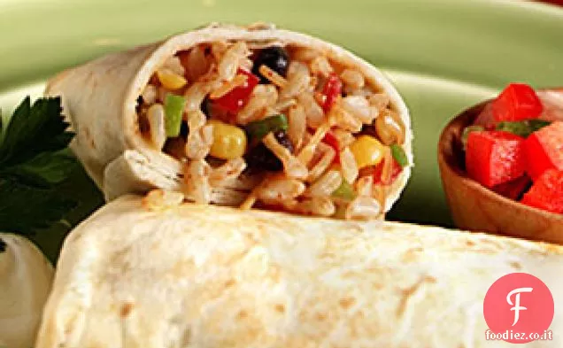 Burrito di riso integrale e fagioli neri