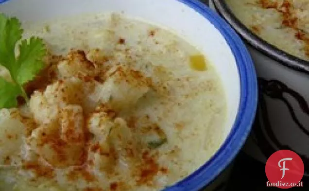 Zuppa di cavolfiore arrosto e porro