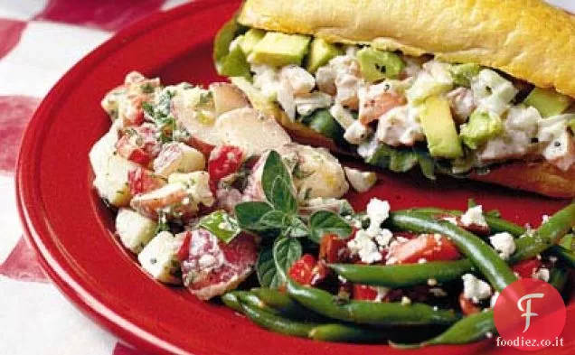 Fagiolini marinati con pomodori, olive e Feta