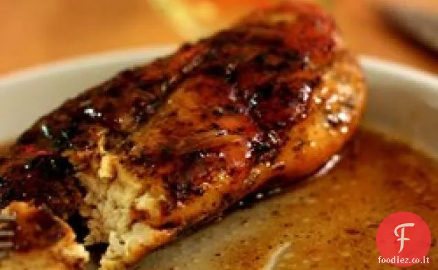 Pollo al rosmarino con smalto arancio-acero