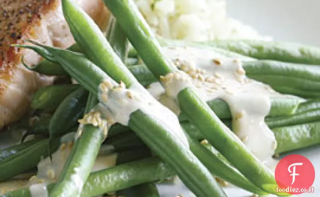 Fagiolini al vapore con salsa Tahini al limone