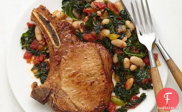 Costolette di maiale Cajun con cavolo nero