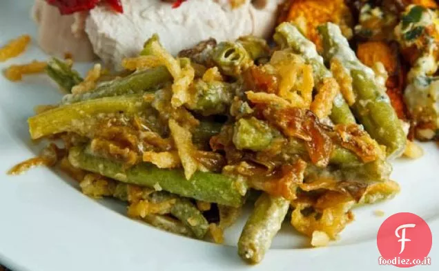 Casseruola di fagioli verdi di formaggio blu