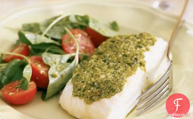 Halibut con Pesto di crescione