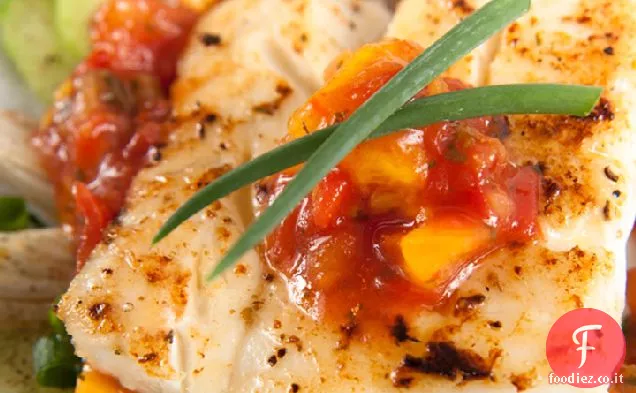 Halibut scottato in padella con Aioli allo zafferano