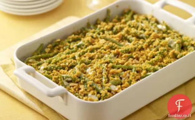 Casseruola cremosa di fagioli verdi all'aglio