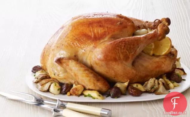 Tacchino con Castagne glassate, Pastinaca e Funghi